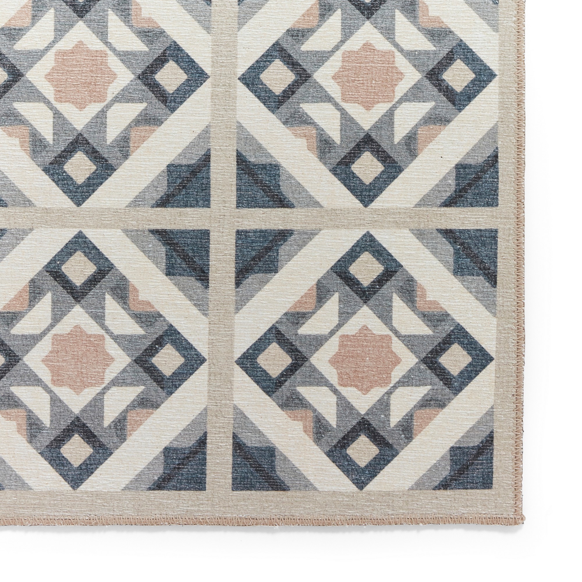 Victoria H1187 Modern Geometric Washable Rugs In Grey Orange